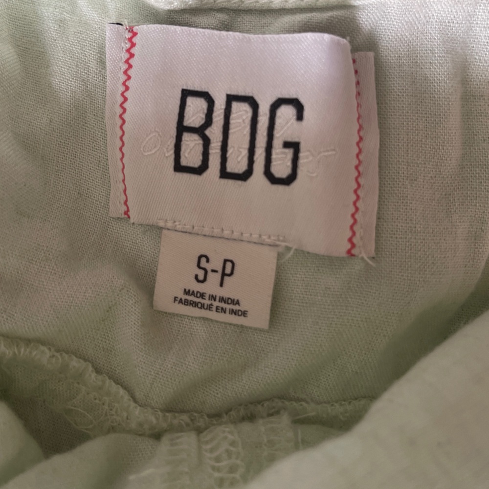 Urban Outfitters BDG Tilly Linen Utility Overalls in Light Green‎ S - Picture 3 of 14